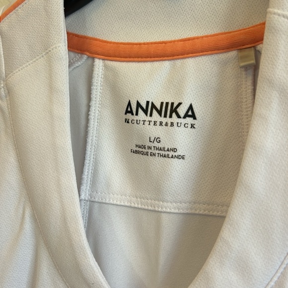 Annika Cutter & Buck Women's Shirt Short Sleeved Golf Tee VNeck White Size Large - Picture 3 of 7